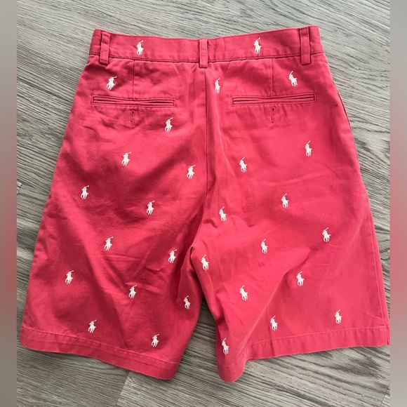Ralph Lauren Red Flat Front Shorts with Iconic Logo - Picture 5 of 5